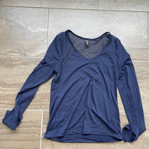 Victoria Secret Sport Navy Mesh Long Sleeve Athletic Shirt - Picture 1 of 1